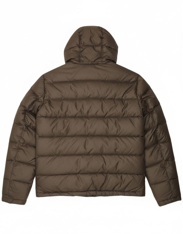 Trussardi Jeans Mens Hooded Padded Jacket IT 54 2XL Khaki Polyester