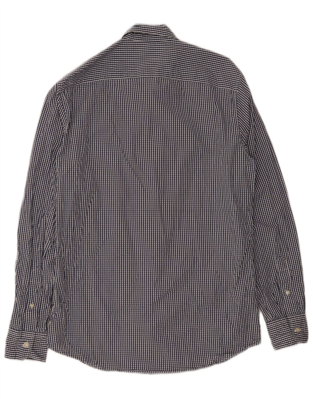 Benetton Mens Shirt Medium Blue Gingham Cotton