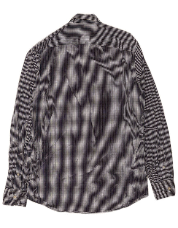 Benetton Mens Shirt Medium Blue Gingham Cotton