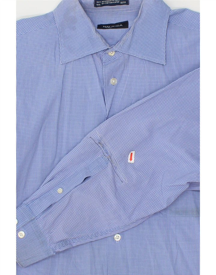 NAUTICA Mens Shirt Size 16 1/2 Large Blue Check Cotton Vintage Nautica and Second-Hand Nautica from Messina Hembry 