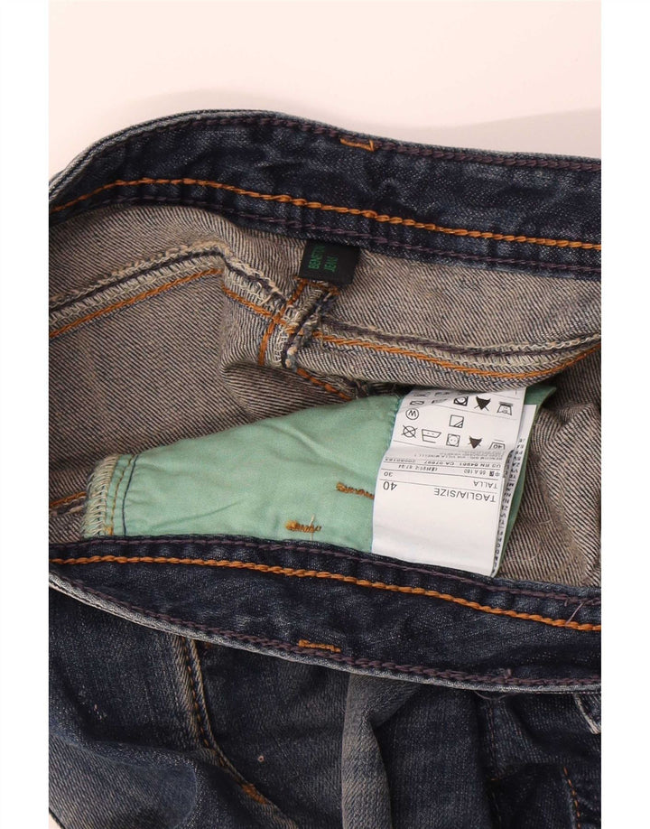 Benetton Womens Distressed Denim Shorts IT 40 Small W30 Blue Cotton