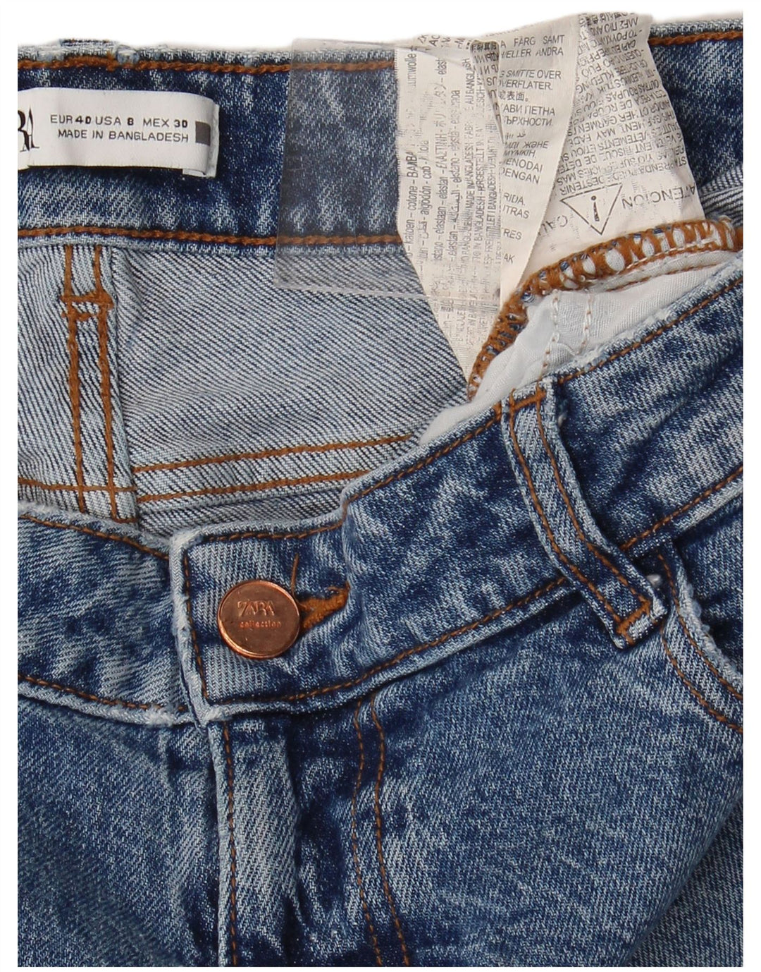 ZARA Womens High Waist Bootcut Jeans EU 40 Medium W30 L31 Blue Cotton