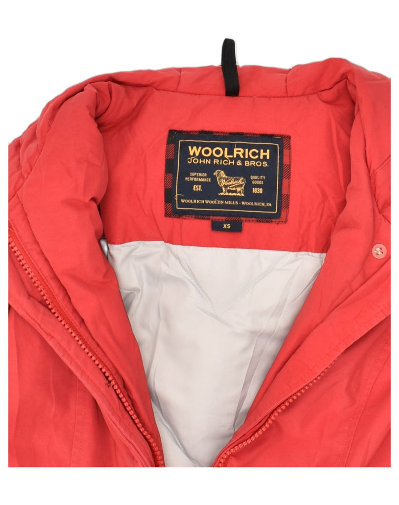 WOOLRICH Womens Hooded Padded Jacket UK 6 XS Red Cotton | Vintage Woolrich | Thrift | Second-Hand Woolrich | Used Clothing | Messina Hembry 