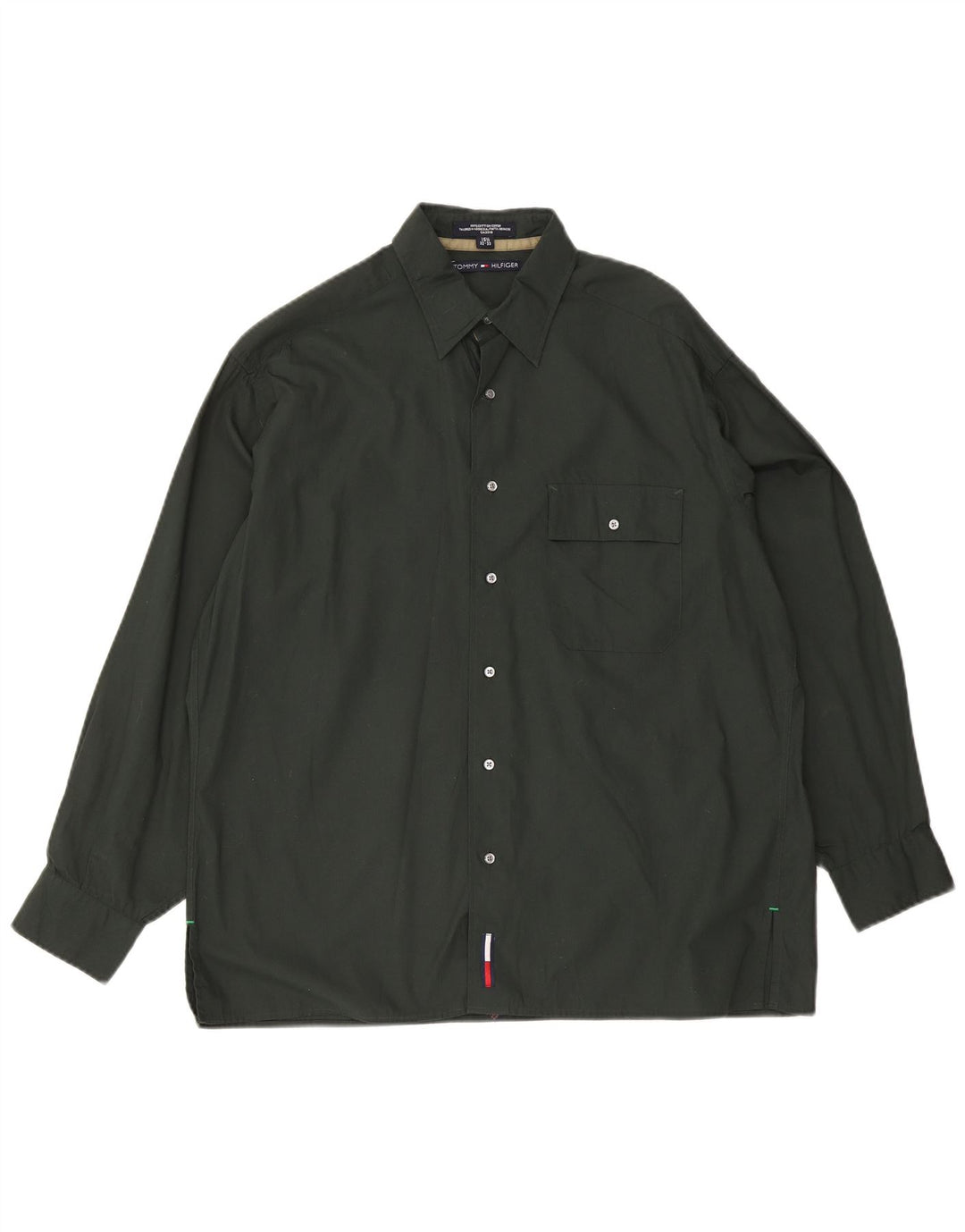 Tommy Hilfiger Mens Shirt Size 15 1/2 Medium Green Cotton