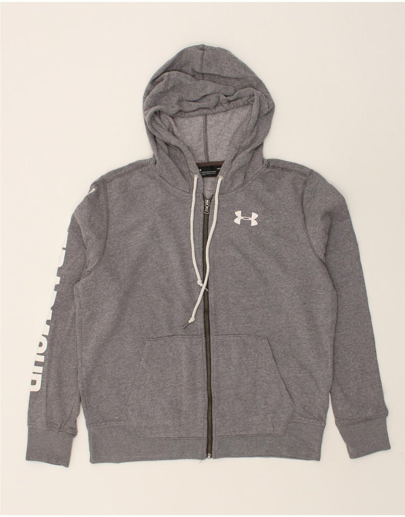 UNDER ARMOUR Womens Graphic Zip Hoodie Sweater UK 16 Large Grey | Vintage Under Armour | Thrift | Second-Hand Under Armour | Used Clothing | Messina Hembry 