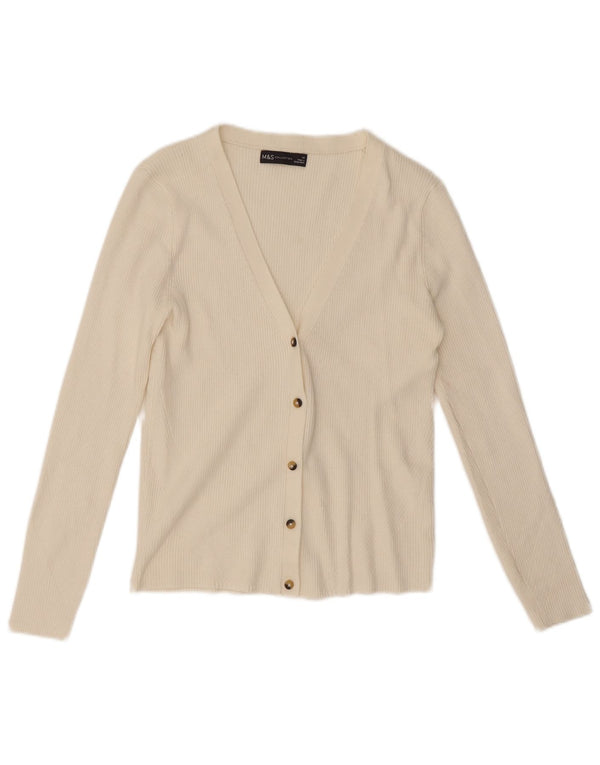 Marks & Spencer Womens Cardigan Sweater UK 14 Medium White