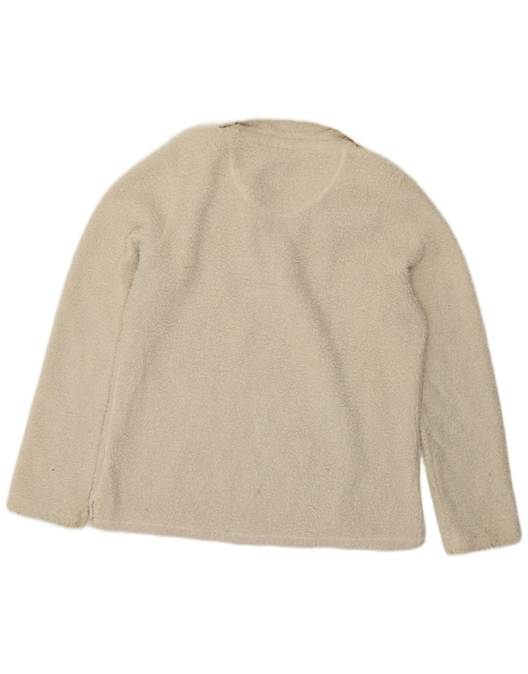 Crew Clothing Womens Button Neck Fleece Jumper UK 14 Large  White Polyester