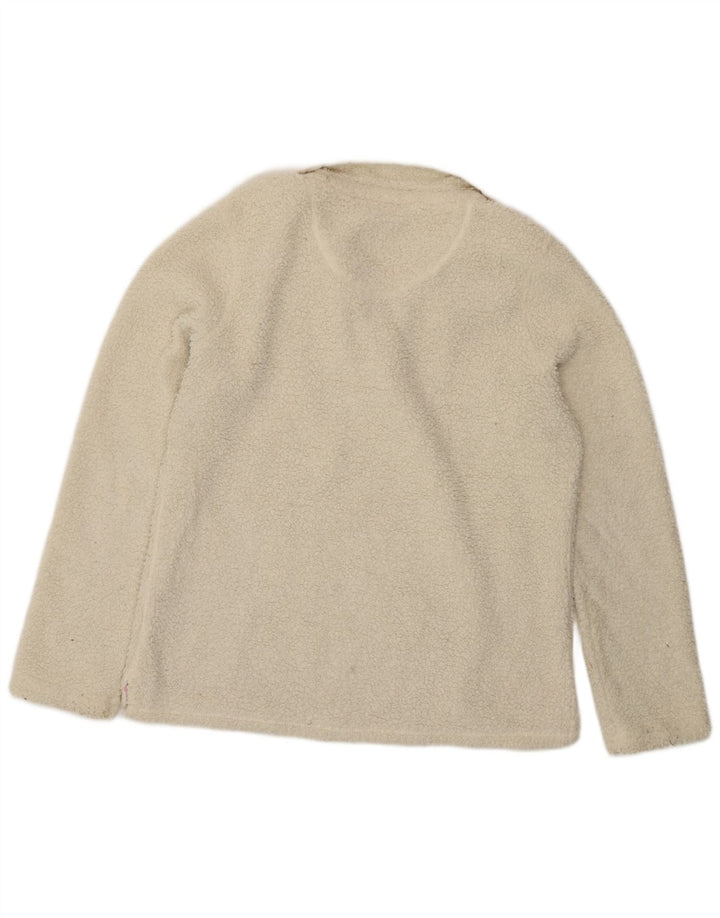 Crew Clothing Womens Button Neck Fleece Jumper UK 14 Large  White Polyester