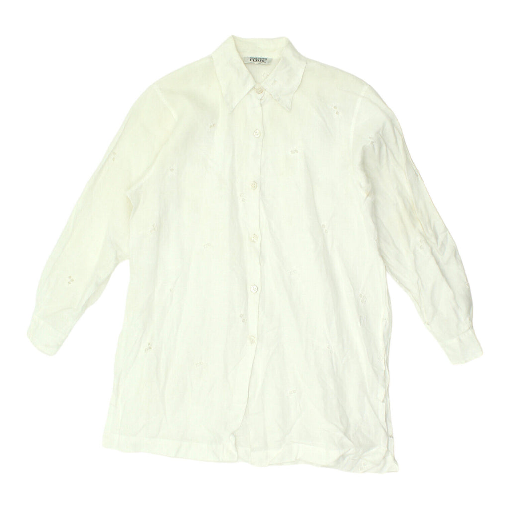 Gianfranco Ferre Womens White Button Up Blouse Shirt | Vintage High End Designer | Vintage Messina Hembry | Thrift | Second-Hand Messina Hembry | Used Clothing | Messina Hembry 