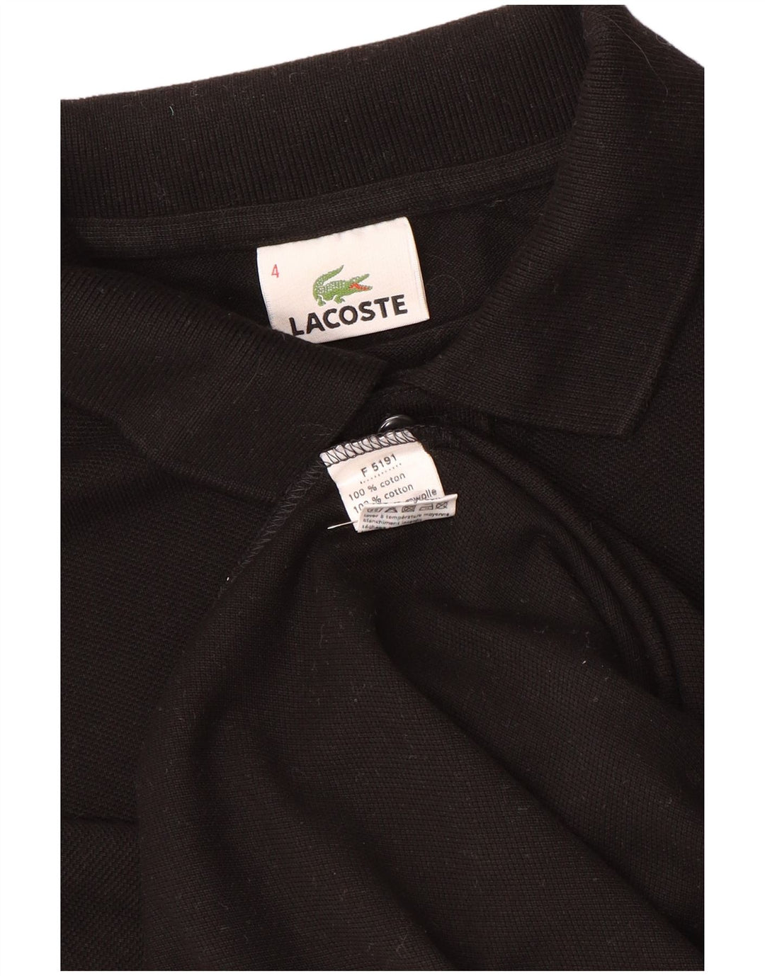 LACOSTE Mens Polo Shirt Size 4 Medium Black Cotton