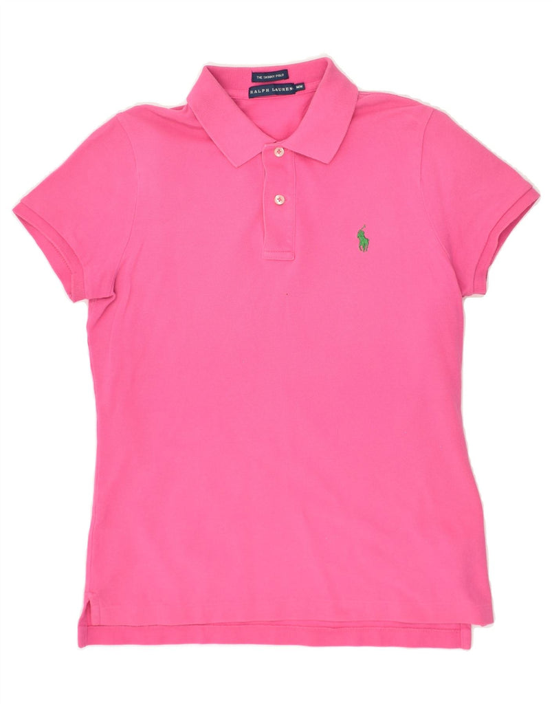 POLO RALPH LAUREN Womens The Skinny Polo Polo Shirt UK 14 Medium Pink | Vintage Polo Ralph Lauren | Thrift | Second-Hand Polo Ralph Lauren | Used Clothing | Messina Hembry 