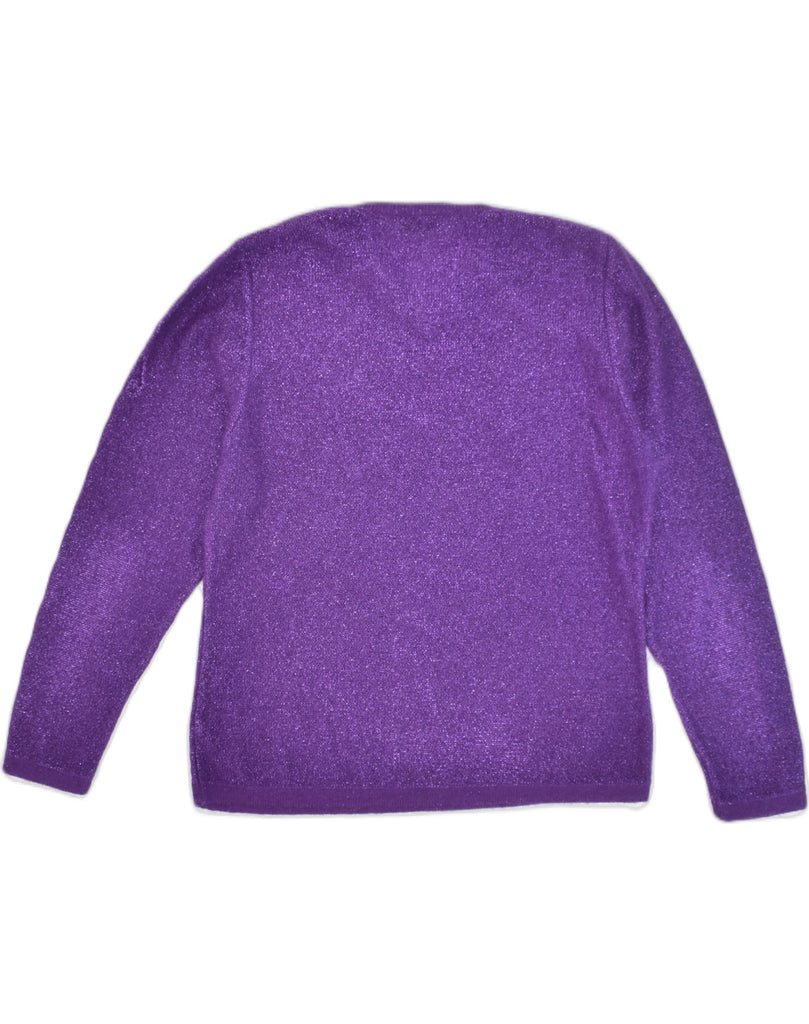 ST. GEORGES Womens V-Neck Jumper Sweater UK 12 Medium Purple Wool | Vintage St. Georges | Thrift | Second-Hand St. Georges | Used Clothing | Messina Hembry 