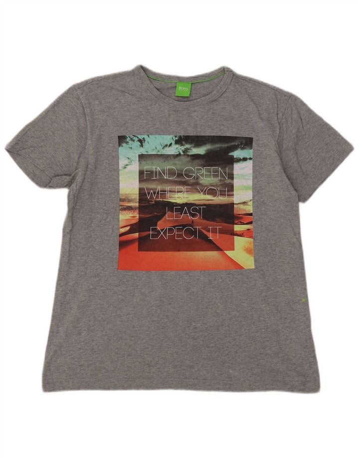 Hugo Boss Mens T-Shirt Top Small Grey Cotton