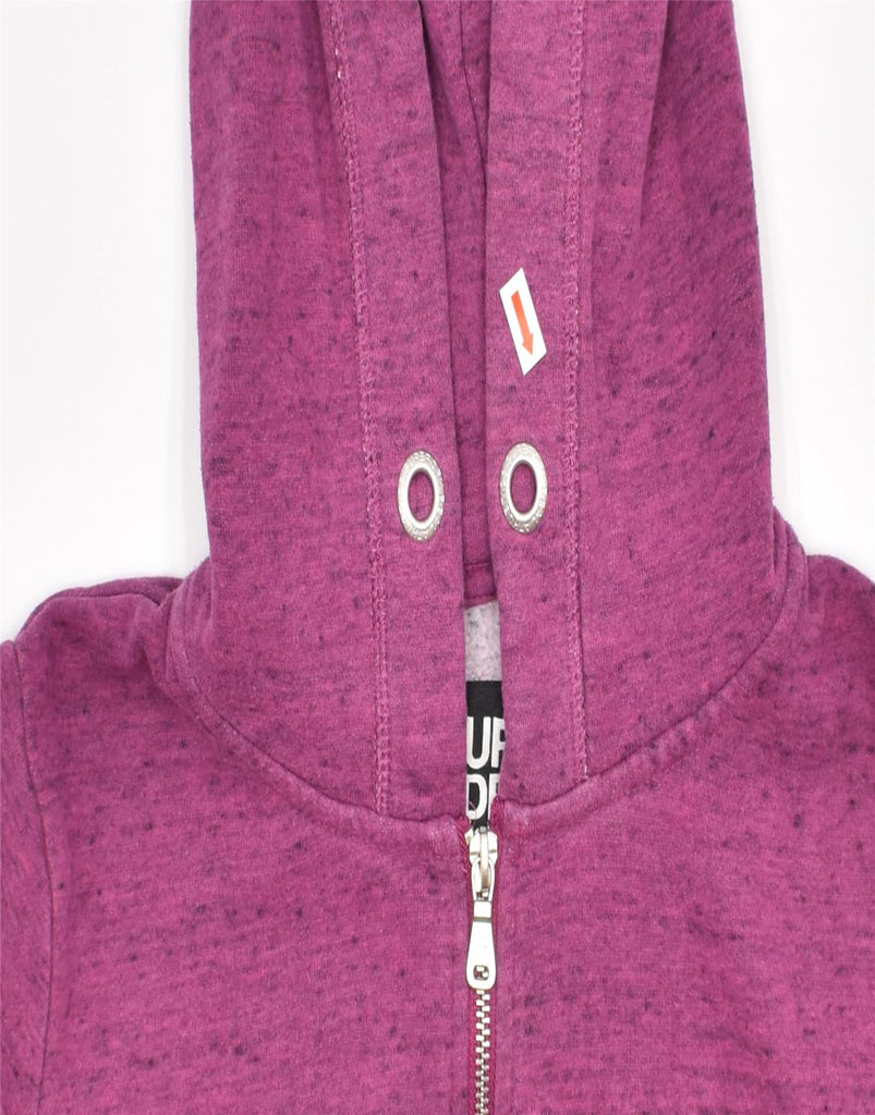 SUPERDRY Womens Orange Label Zip Hoodie Sweater UK 6 XS Pink Flecked | Vintage | Thrift | Second-Hand | Used Clothing | Messina Hembry 