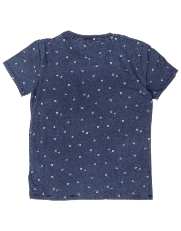 Levi's Womens T-Shirt Top UK 10 Small Blue Floral Cotton