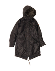 REPLAY Womens Hooded Parka Jacket UK 14 Medium Black Polyamide