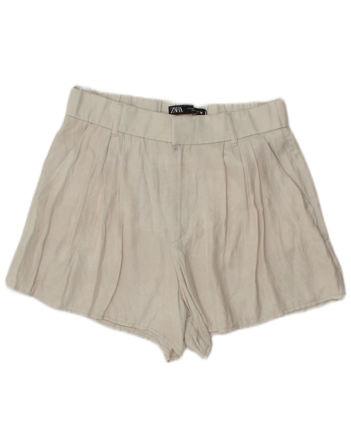 Zara Womens Pegged Chino Shorts Medium W28  Off White Viscose