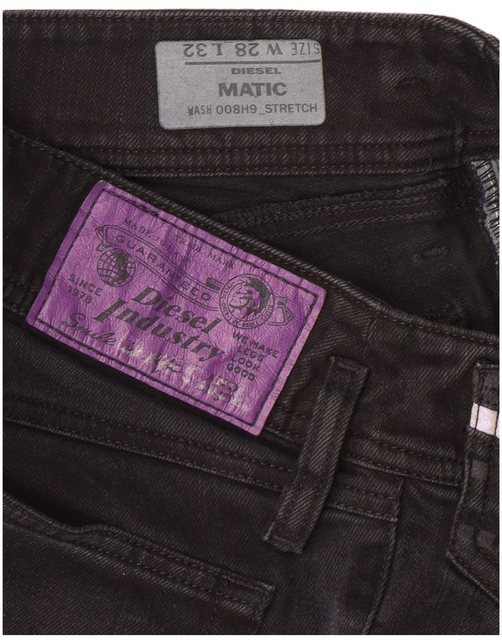 DIESEL Womens Matic Slim Jeans W28 L32  Black Geometric Cotton