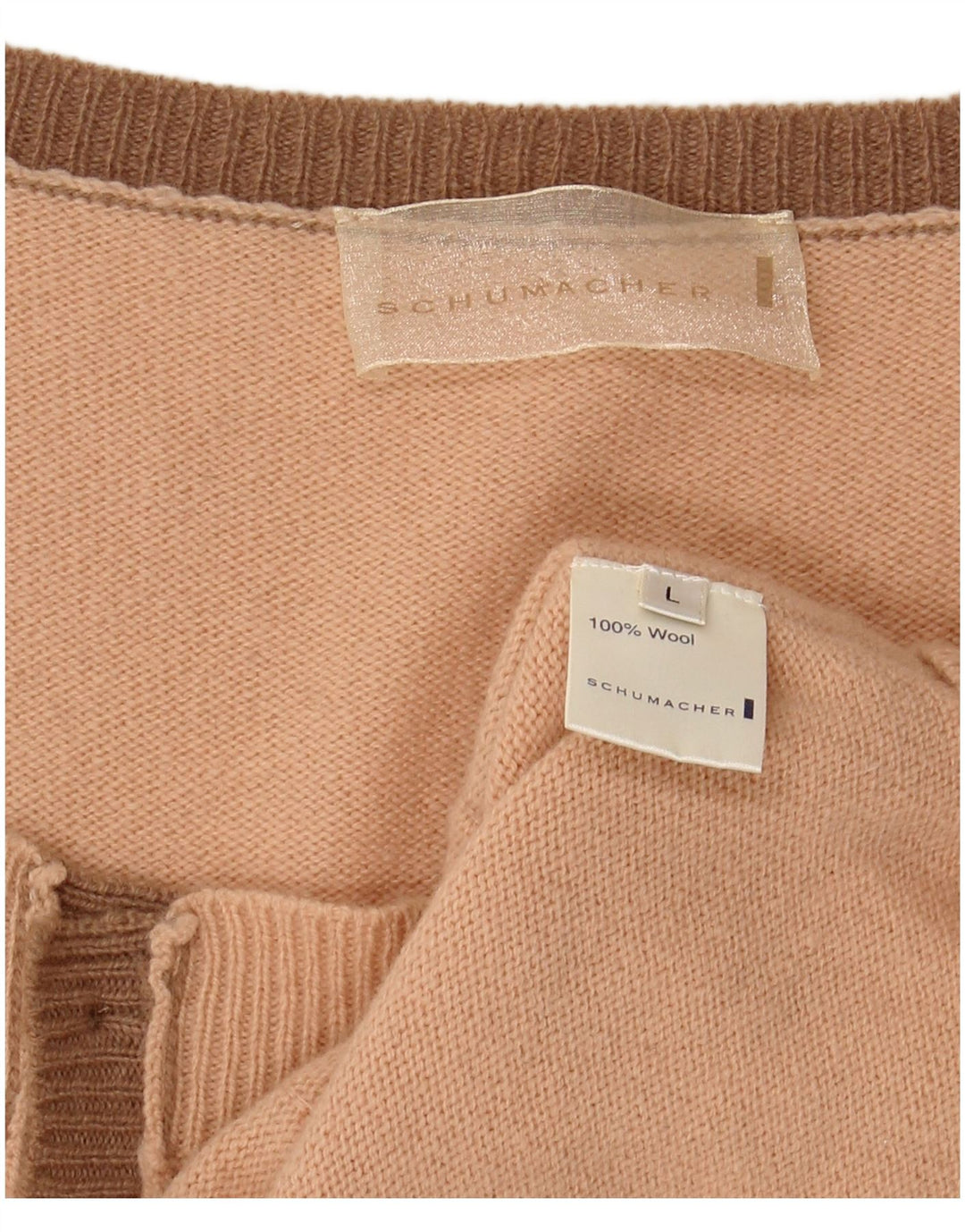 SCHUMACHER Womens Crop Sleeveless Cardigan Sweater UK 14 Large Pink Wool
