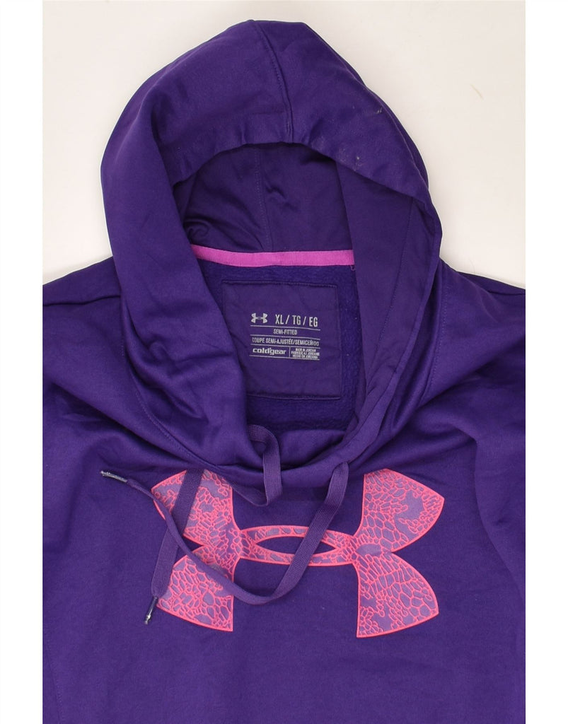 UNDER ARMOUR Womens Cold Gear Graphic Hoodie Jumper UK 18 XL Purple | Vintage Under Armour | Thrift | Second-Hand Under Armour | Used Clothing | Messina Hembry 