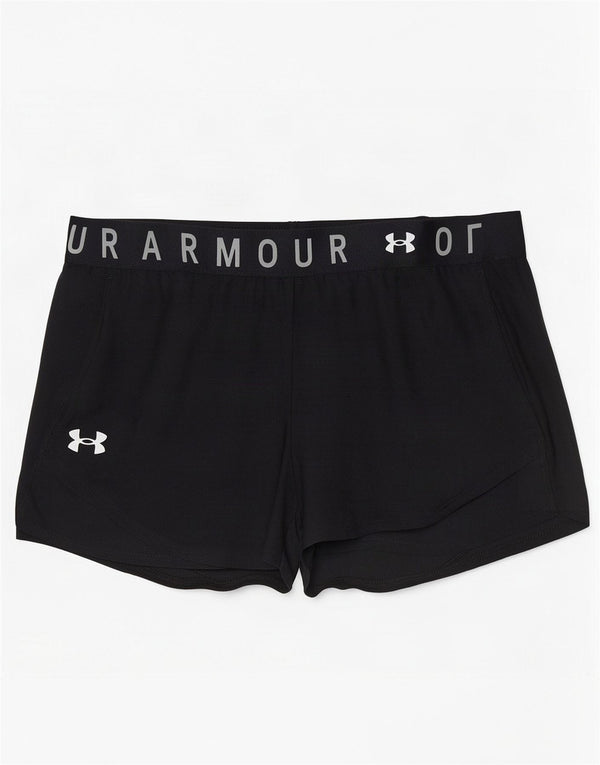 Under Armour Womens Heat Gear Graphic Sport Shorts UK 8 Small Black