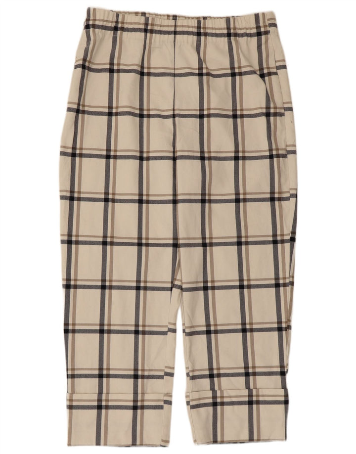 Zara Womens Cropped Trousers XL W32 L24 White Check Polyester