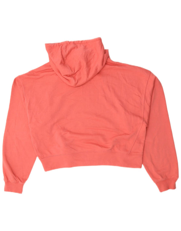 Adidas Womens Oversized Hoodie Jumper UK 12 Medium Pink Cotton