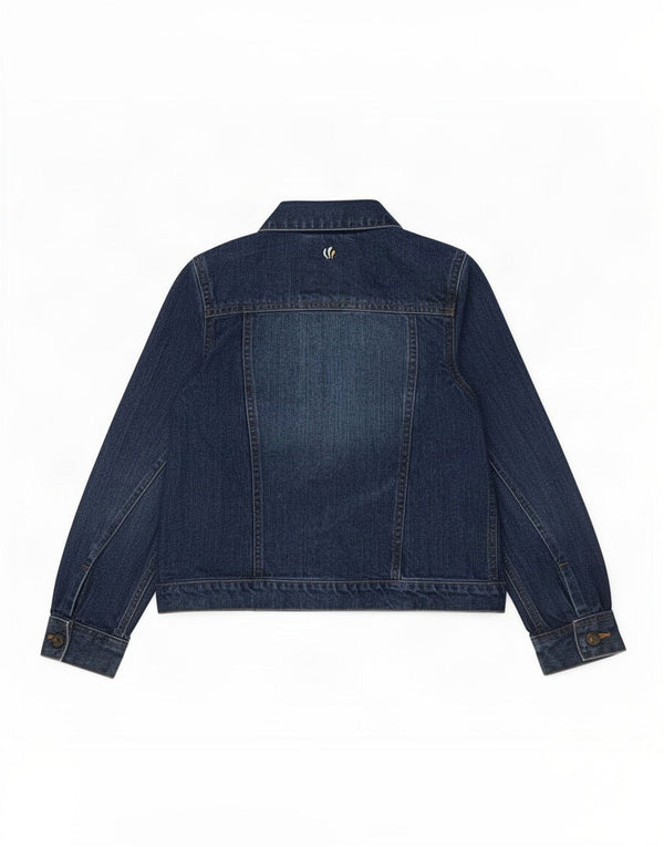 Fat Face Girls Denim Jacket 9-10 Years Blue Cotton Butterfly