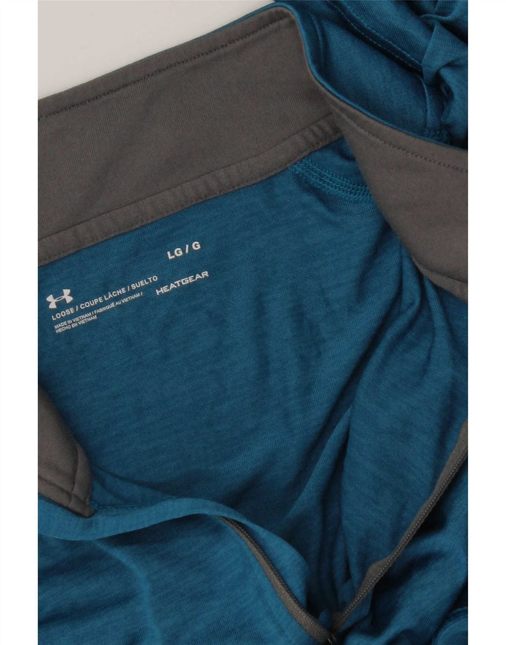 Under Armour Mens Heat Gear Zip Neck Pullover Tracksuit Top Large Blue