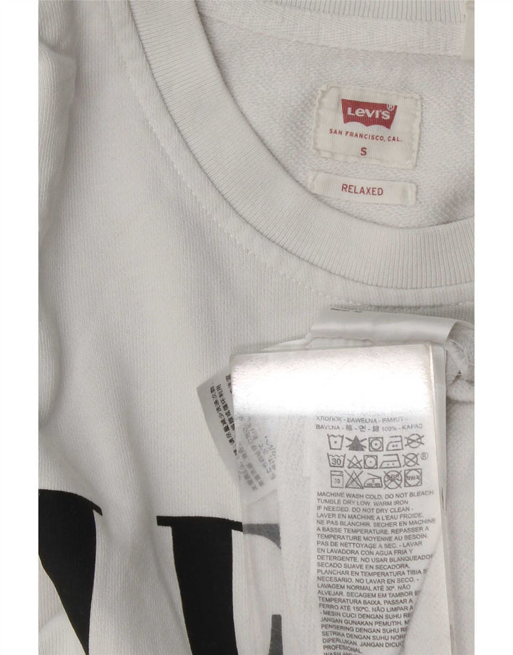 Levi's Mens Relaxed Graphic Sweatshirt Jumper Small White Cotton