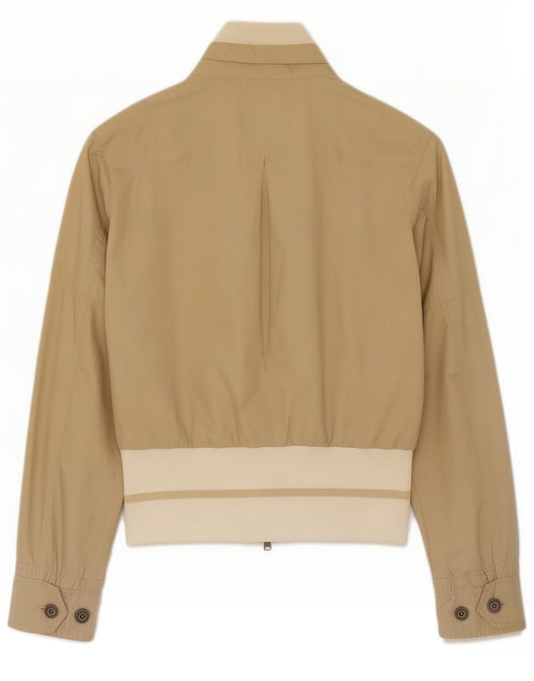 Woolrich Womens Bomber Jacket UK 10 Small Beige Colourblock Cotton