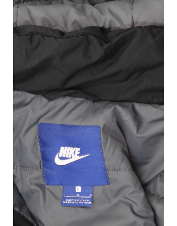 Nike Mens Hooded Padded Jacket UK 40 Large Black Polyester