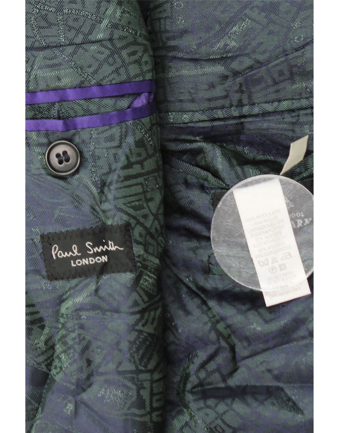 Paul Smith Mens 3 Button Blazer Jacket UK 40 Large Navy Blue Gingham Wool