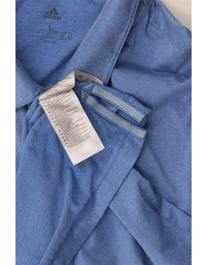 Adidas Mens Polo Shirt Large Blue Polyester