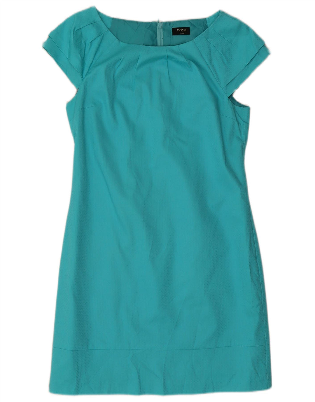 Oasis Womens Sheath Dress UK 10 Small  Turquoise Spotted Cotton
