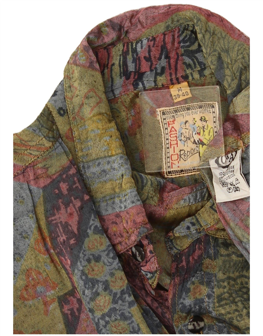 C&A Mens Shirt Size 39/40 Medium Multicoloured Geometric Viscose