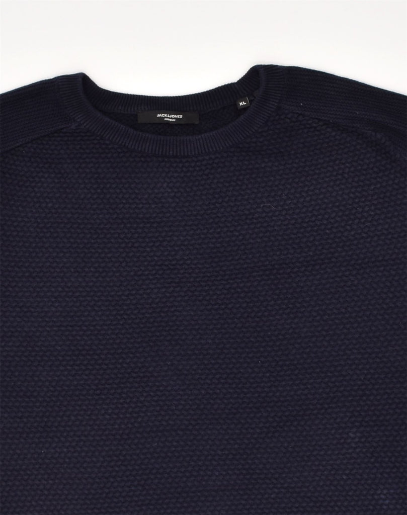 JACK & JONES Mens Crew Neck Jumper Sweater XL Navy Blue Cotton | Vintage Jack & Jones | Thrift | Second-Hand Jack & Jones | Used Clothing | Messina Hembry 