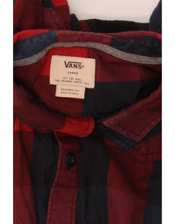 Vans Mens Tailored Fit Tailored Fit Flannel Shirt Large Red Check
