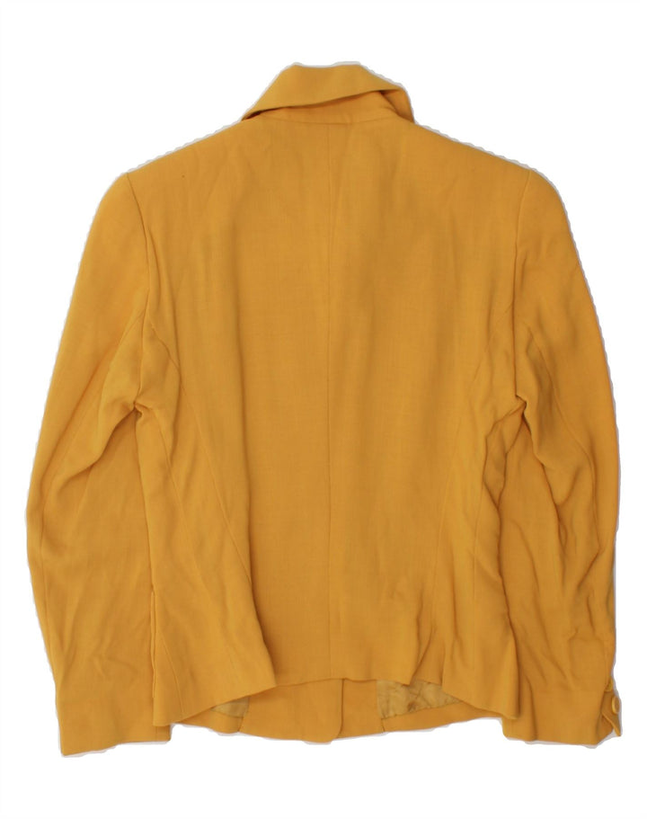 VINTAGE Womens Crop 4 Button Blazer Jacket IT 42 Medium Yellow Wool Vintage Vintage and Second-Hand Vintage from Messina Hembry 