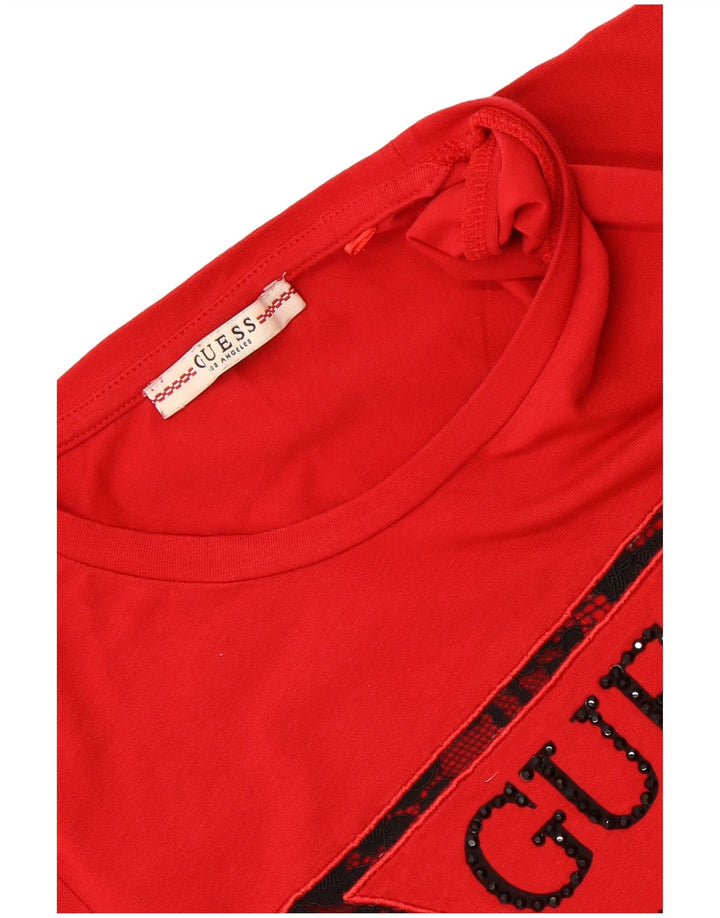 Guess Womens Graphic T-Shirt Top UK 8 Small Red