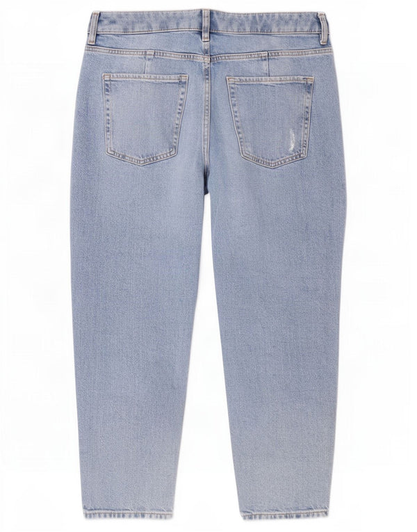 Marks & Spencer Womens Distressed Tapered Jeans UK 14 Large W34 L24 Blue