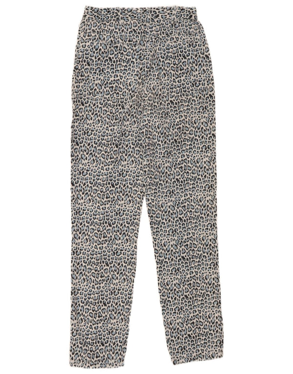 Vintage Womens High Waist Casual Trousers UK 12 Medium W24 L29 Blue Cotton