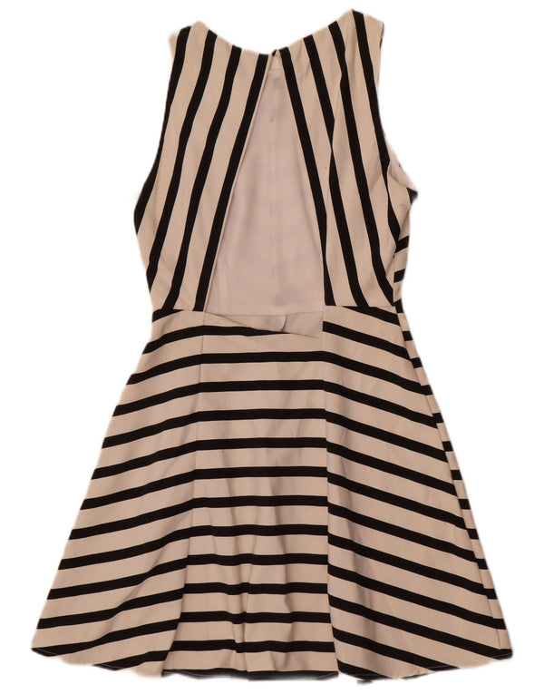 Zara Womens Trafaluc Sleeveless A-Line Dress UK 12 Medium White Striped