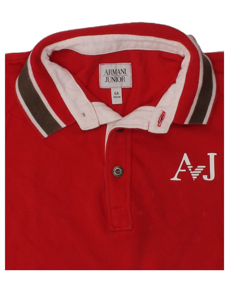 ARMANI Boys Polo Shirt 7-8 Years Red | Vintage Armani | Thrift | Second-Hand Armani | Used Clothing | Messina Hembry 