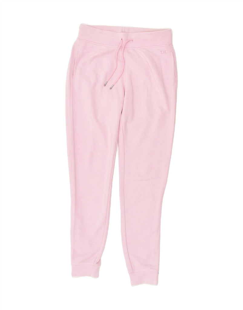 TOMMY HILFIGER Womens Tracksuit Trousers Joggers UK 4 XS Pink Cotton | Vintage Tommy Hilfiger | Thrift | Second-Hand Tommy Hilfiger | Used Clothing | Messina Hembry 