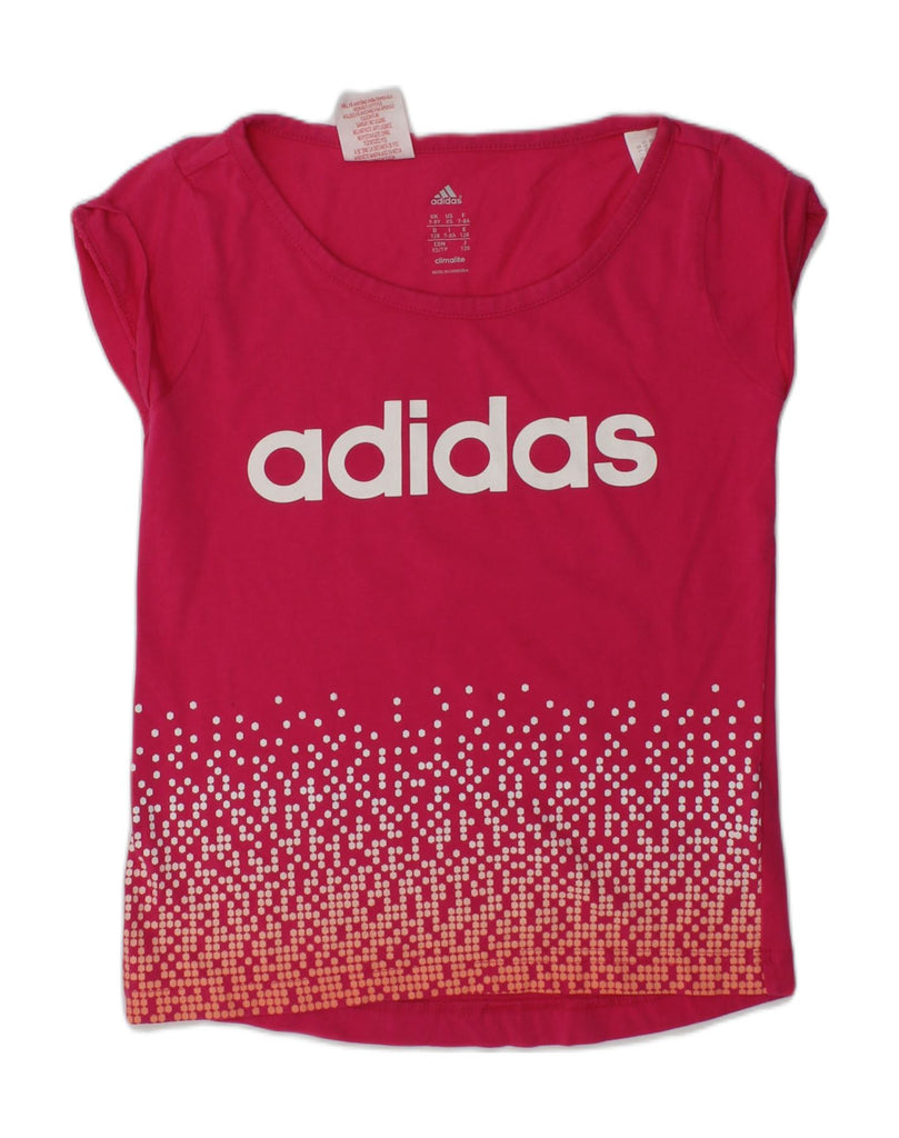 ADIDAS Girls Graphic Graphic T-Shirt Top 7-8 Years Pink Cotton | Vintage Adidas | Thrift | Second-Hand Adidas | Used Clothing | Messina Hembry 