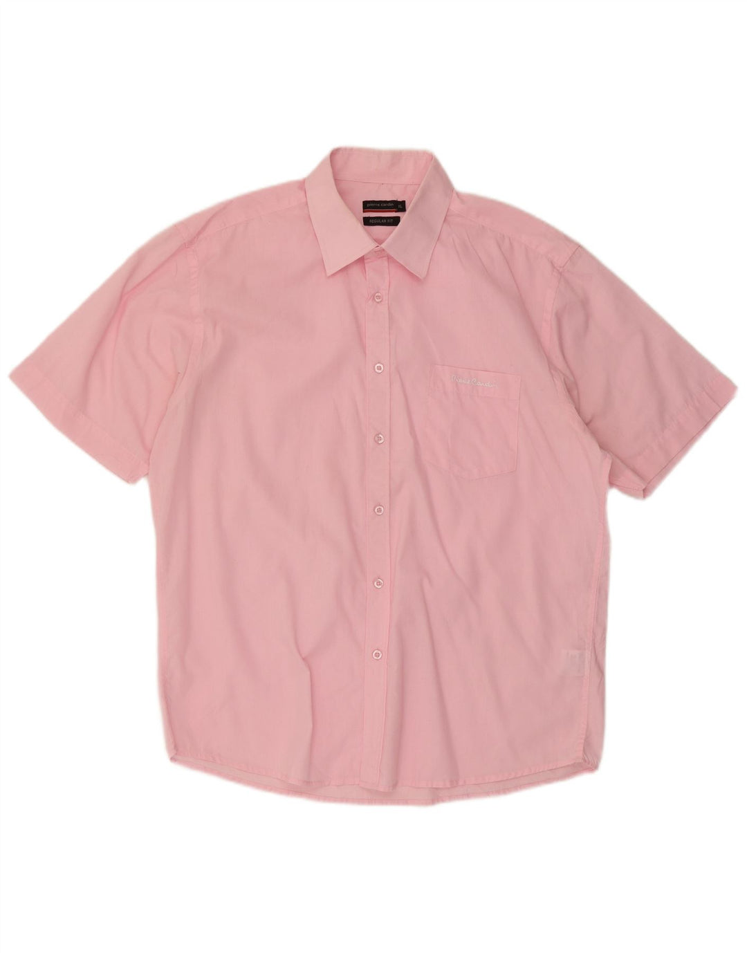 Pierre Cardin Mens Short Sleeve Regular Fit Shirt XL Pink Polyester
