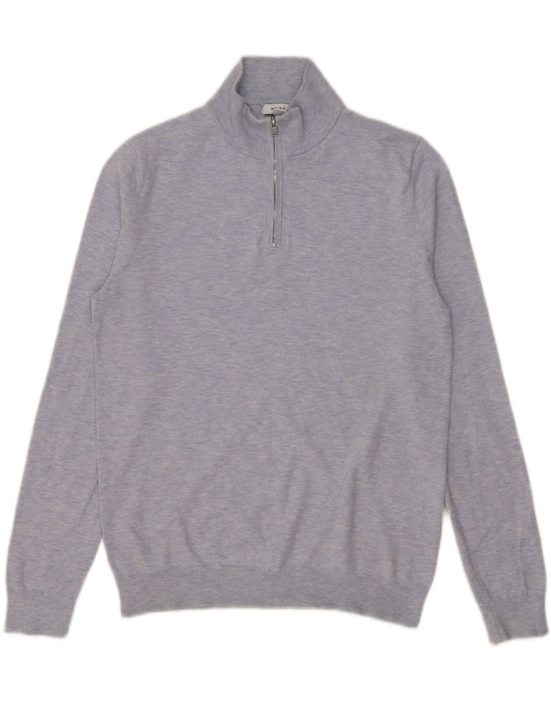 Reiss Mens Zip Neck Jumper Sweater Small Blue Cotton