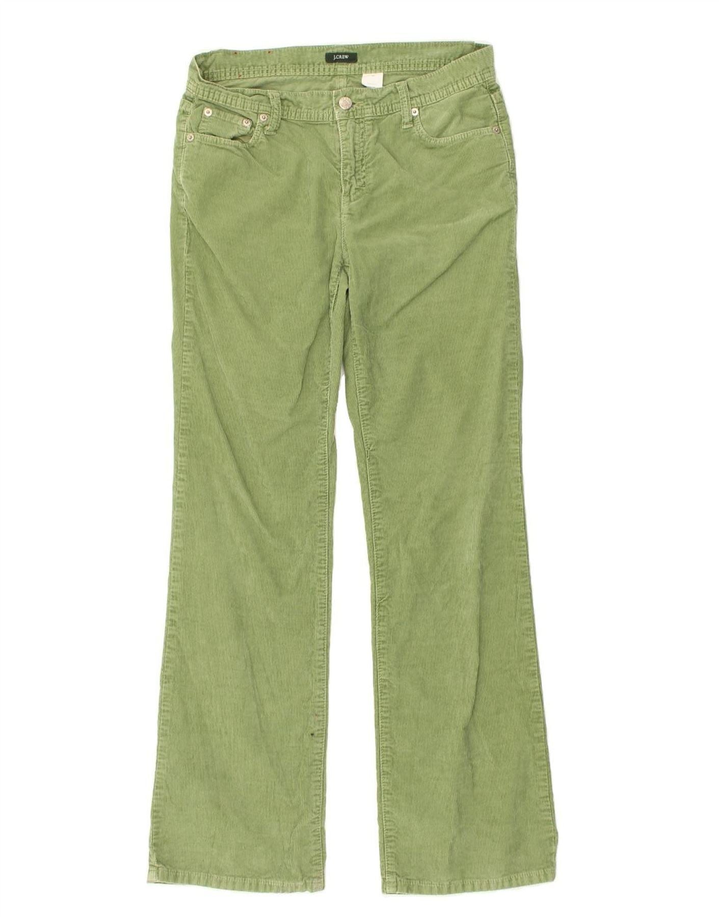 J. CREW Womens Bootcut Corduroy Trousers US 4 Small W30 L30 Green