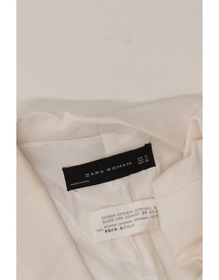 Zara Womens 3/4 Sleeve Open Blazer Jacket UK 14 Medium White Polyester